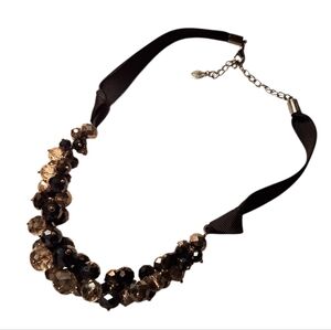 Ali Khan New York Signed Chunky Necklace Black Blue Clear Acrylic Modern